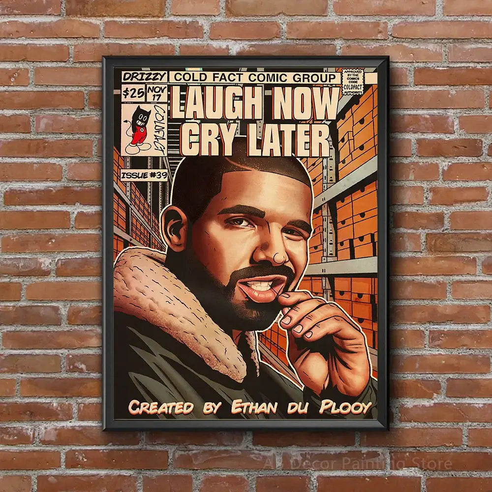Retro comic hip hop singer canvas prints bedroom wall art