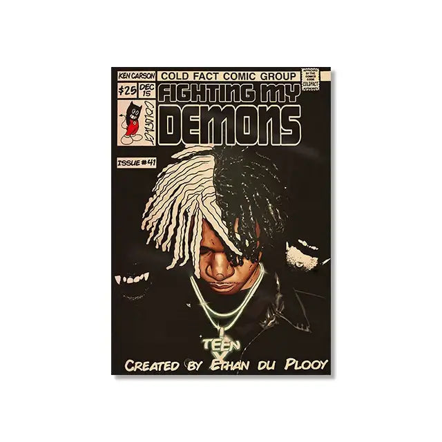 Retro comic hip hop singer canvas prints bedroom wall art