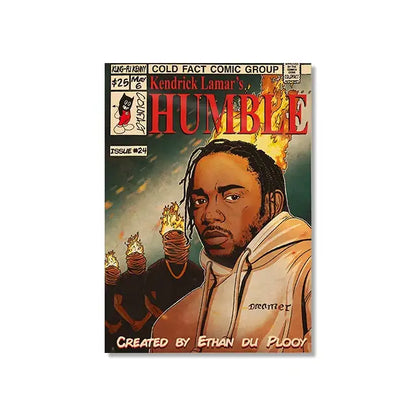 Retro comic hip hop singer canvas prints bedroom wall art