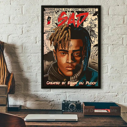 Retro comic hip hop singer canvas prints bedroom wall art