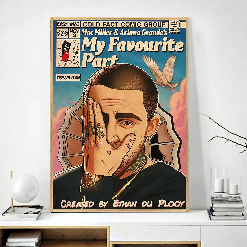 Retro comic hip hop singer canvas prints bedroom wall art