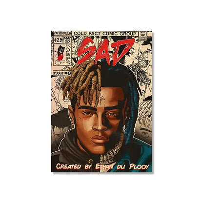 Retro comic hip hop singer canvas prints bedroom wall art