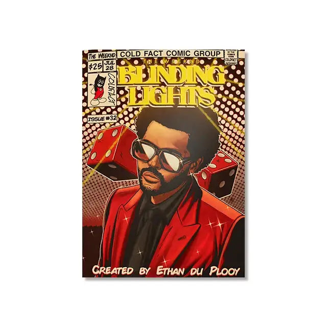 Retro comic hip hop singer canvas prints bedroom wall art