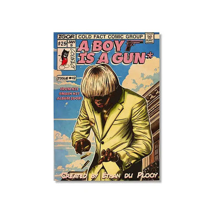 Retro comic hip hop singer canvas prints bedroom wall art