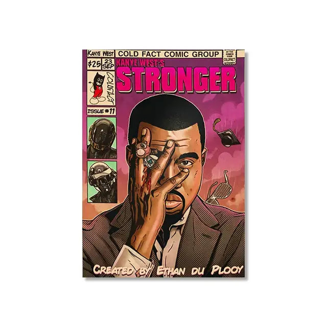 Retro comic hip hop singer canvas prints bedroom wall art