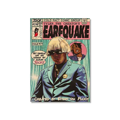 Retro comic hip hop singer canvas prints bedroom wall art