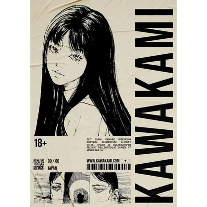 Retro cool girl b&w anime framed poster bedroom wall art