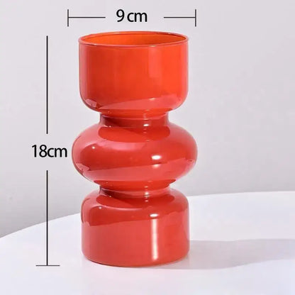 Retro red & blue glass vase living room flower decor