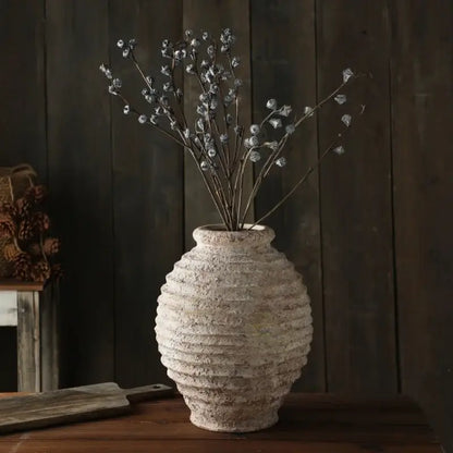 Retro handmade textured white clay vase living room home decor
