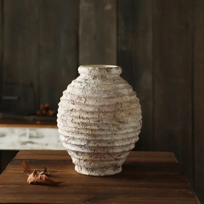 Retro handmade textured white clay vase living room home decor