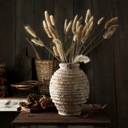 Retro handmade textured white clay vase living room home decor