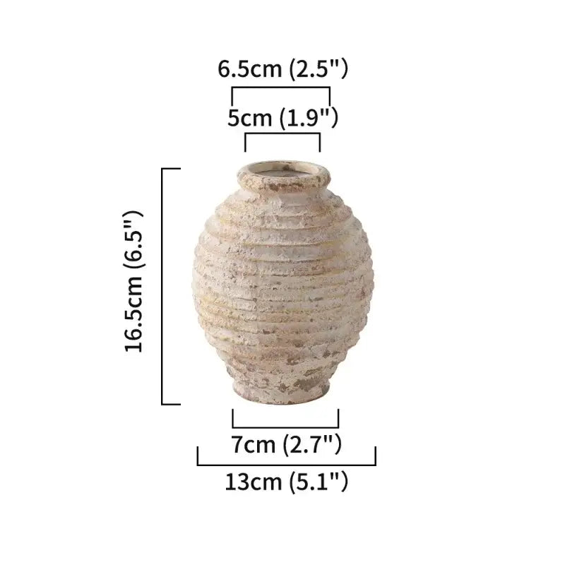 Retro handmade textured white clay vase living room home decor