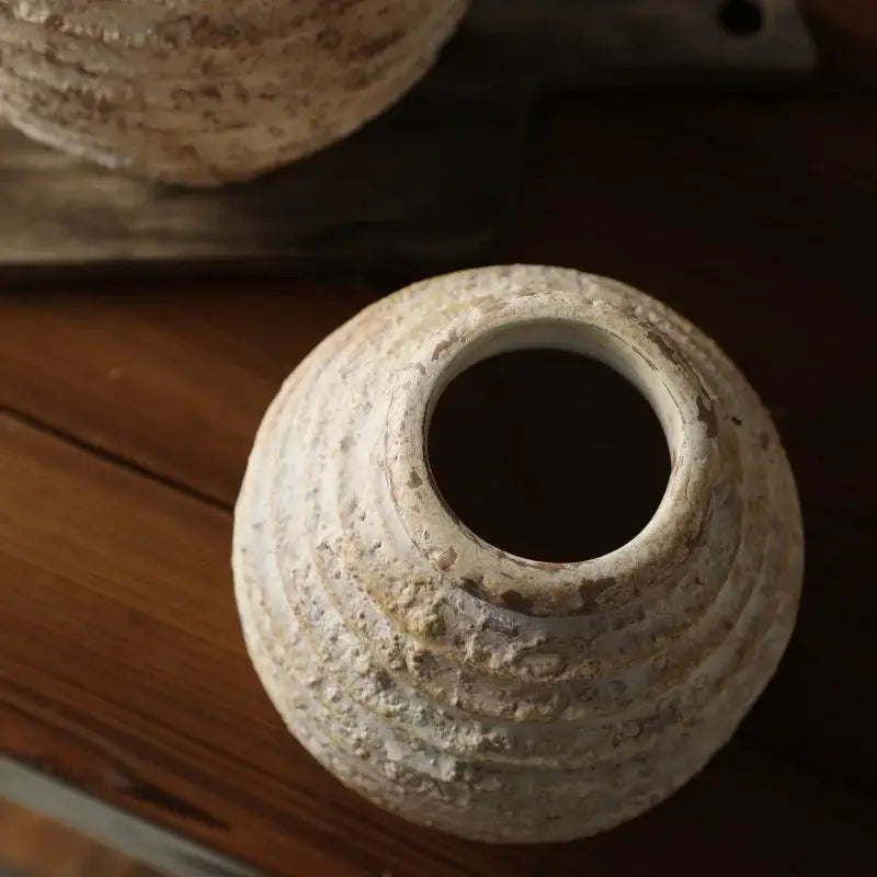 Retro handmade textured white clay vase living room home decor