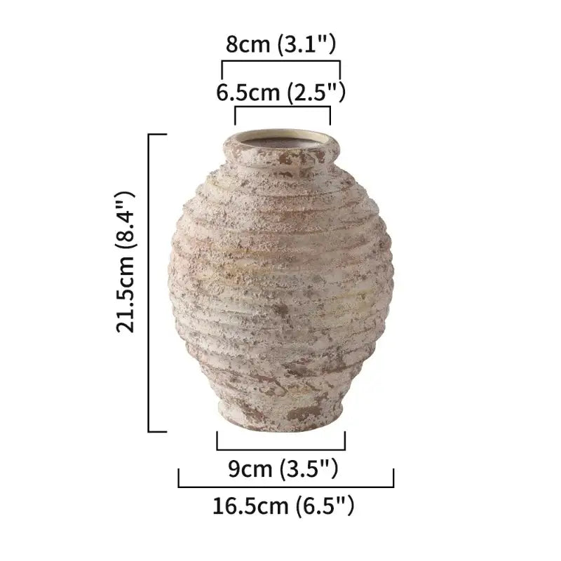 Retro handmade textured white clay vase living room home decor