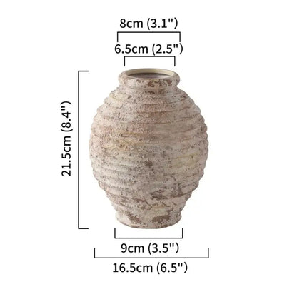 Retro handmade textured white clay vase living room home decor