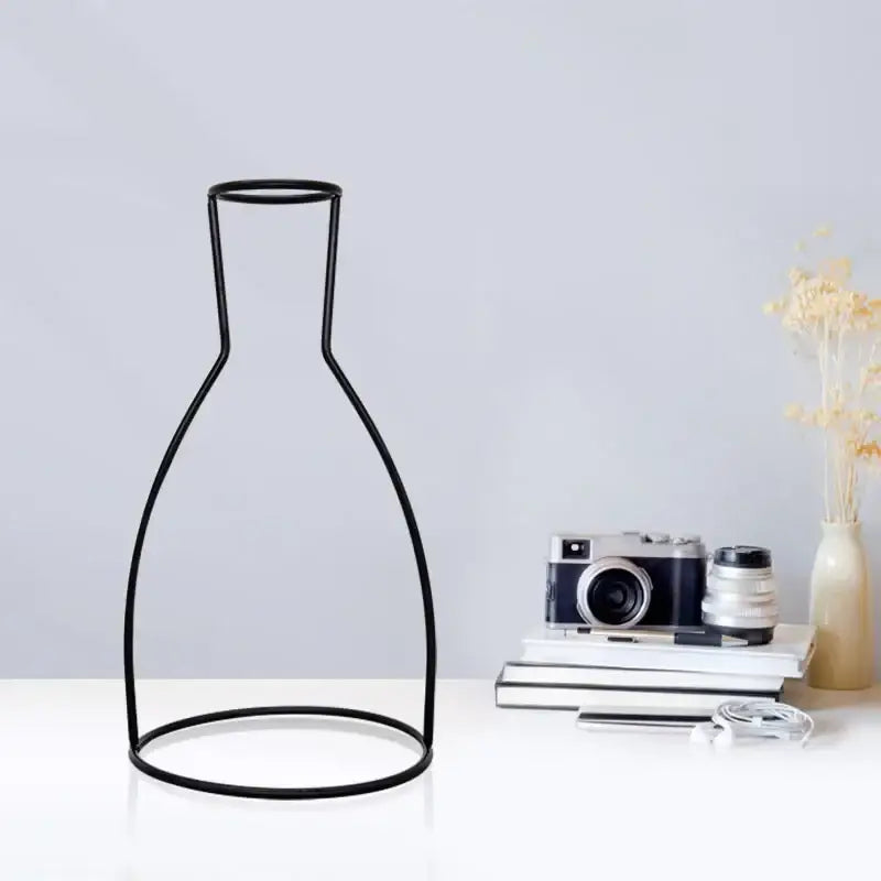 Retro iron black wireframe glass vase pot ornament for living room
