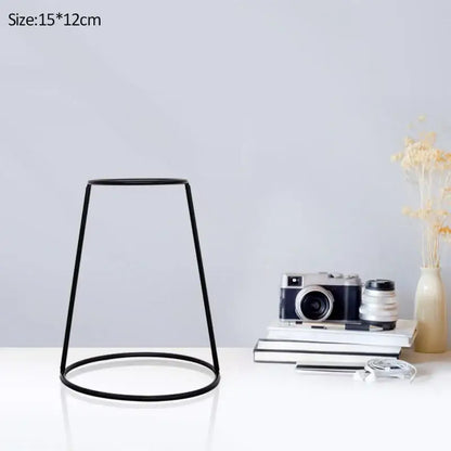 Retro iron black wireframe glass vase pot ornament for living room