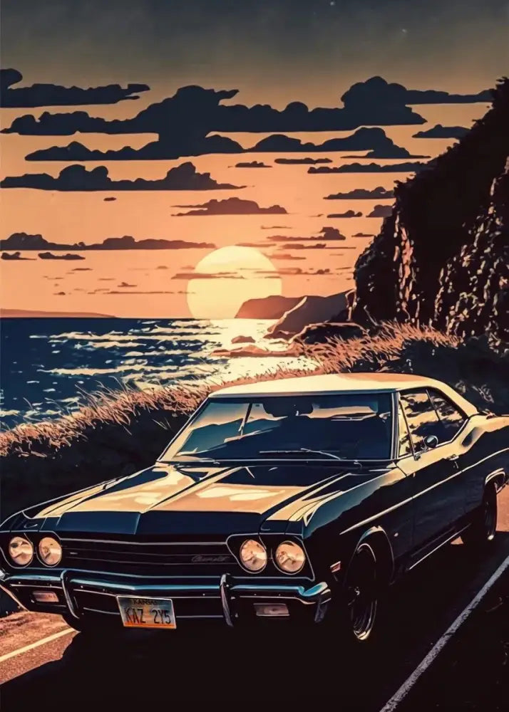 Retro black gtr luxury car wall art bedroom canvas decor