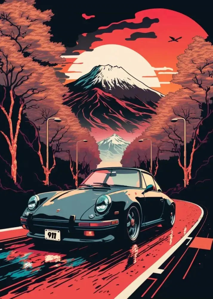 Retro black gtr luxury car wall art bedroom canvas decor