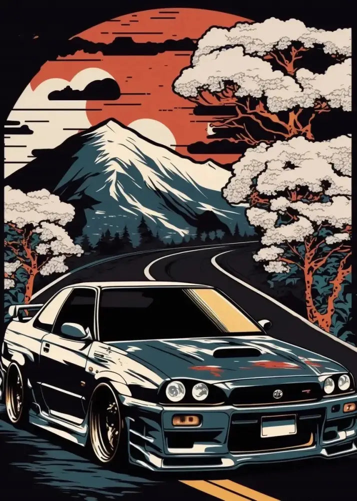 Retro black gtr luxury car wall art bedroom canvas decor
