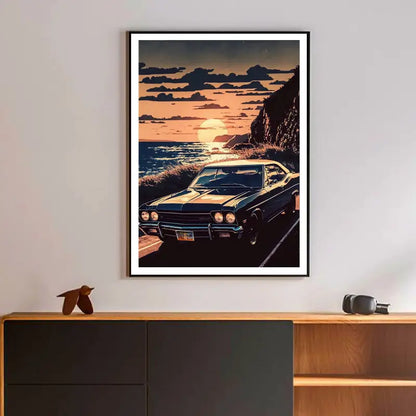 Retro black gtr luxury car wall art bedroom canvas decor