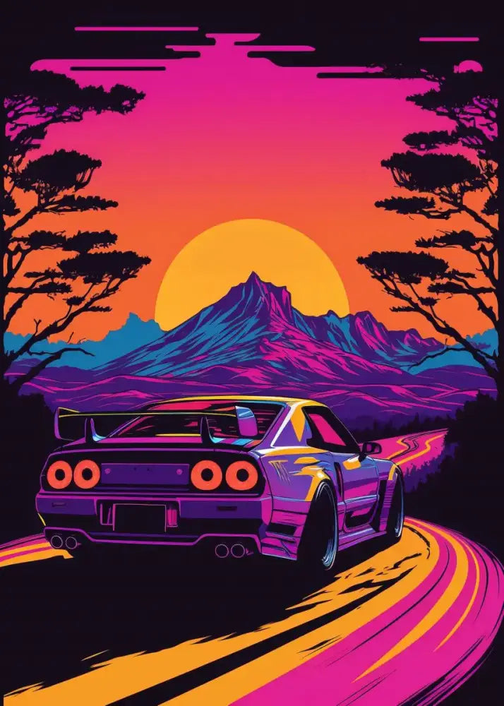 Retro black gtr luxury car wall art bedroom canvas decor