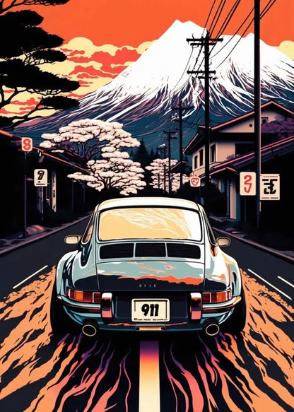 Retro black gtr luxury car wall art bedroom canvas decor