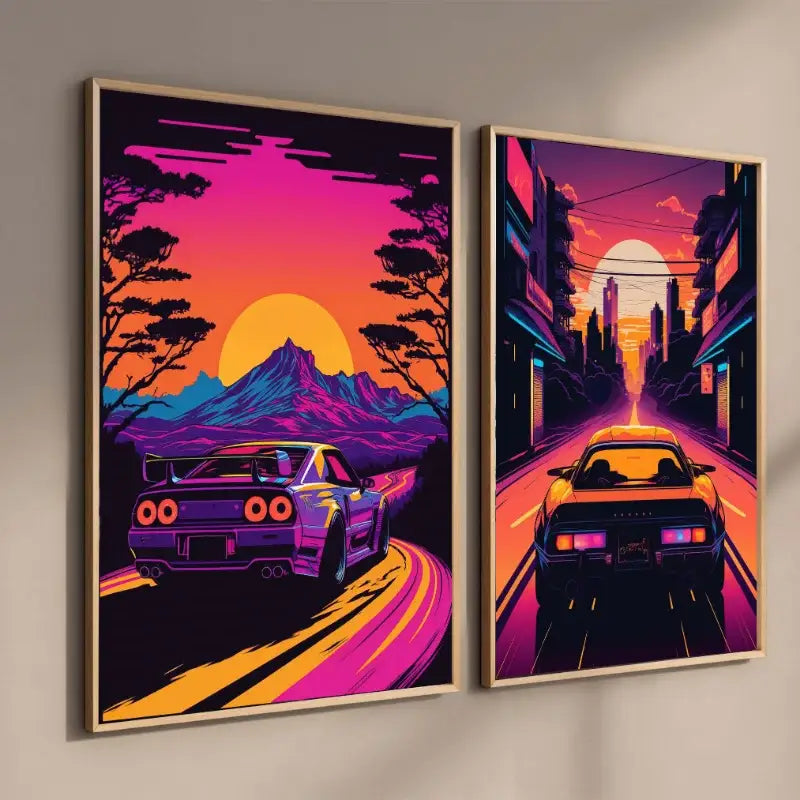 Retro black gtr luxury car wall art bedroom canvas decor