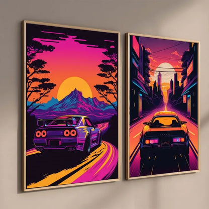 Retro black gtr luxury car wall art bedroom canvas decor