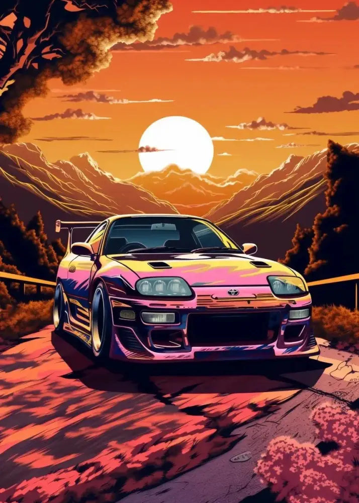 Retro black gtr luxury car wall art bedroom canvas decor