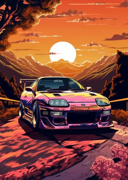 Retro black gtr luxury car wall art bedroom canvas decor