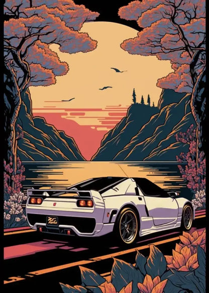 Retro black gtr luxury car wall art bedroom canvas decor