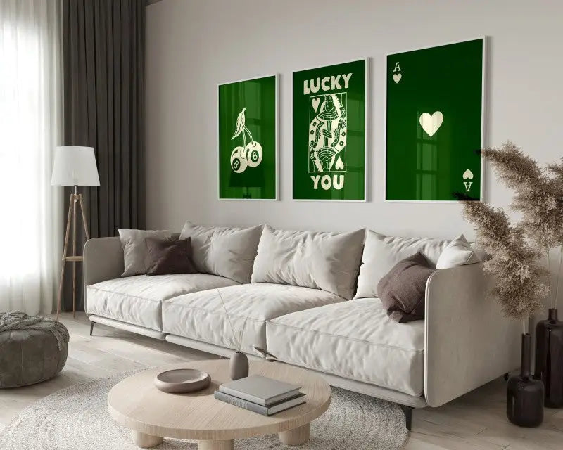 Retro lucky aesthetic posters set bedroom queen of hearts decor
