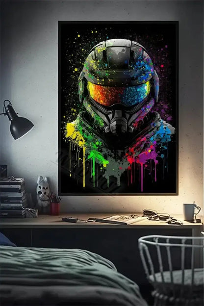 Retro splatter painted funny monkey player wall art gaming room