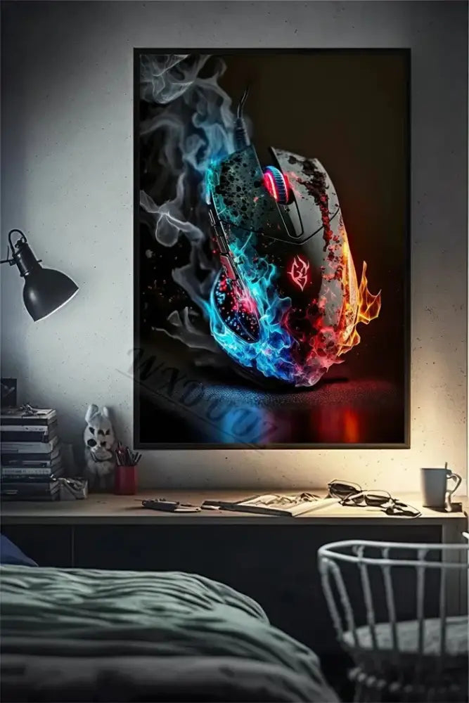 Retro splatter painted funny monkey player wall art gaming room