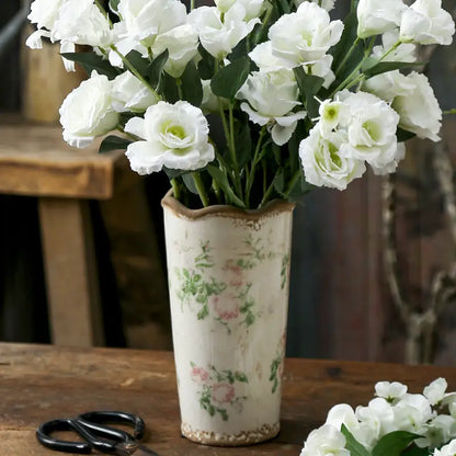 Nordic pastoral style white floral ceramic pitcher living room vase