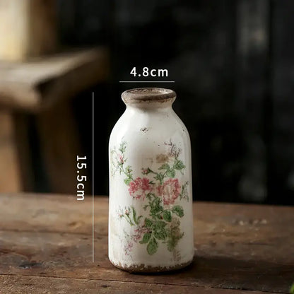 Nordic pastoral style white floral ceramic pitcher living room vase