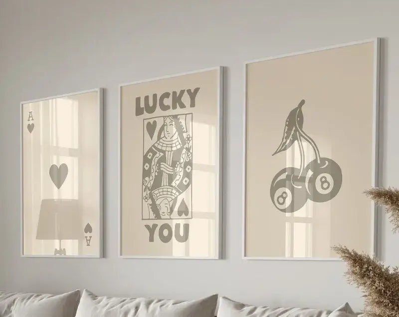 Retro queen of hearts canvas wall art set bedroom decor