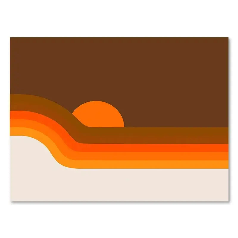 Retro rainbow abstract sunset art prints – living room wall decor