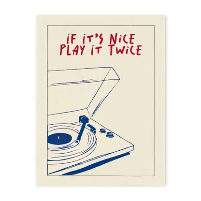 Retro blue record player modern music canvas – living room wall art