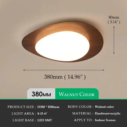 Retro walnut oval acrylic ceiling light for living room