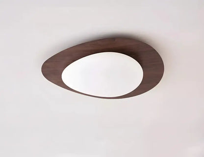 Retro walnut oval acrylic ceiling light for living room