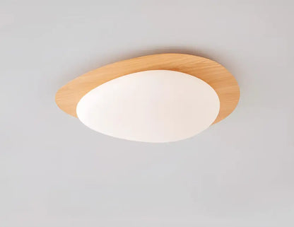 Retro walnut oval acrylic ceiling light for living room