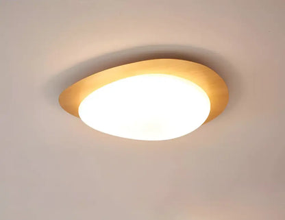 Retro walnut oval acrylic ceiling light for living room