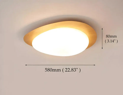 Retro walnut oval acrylic ceiling light for living room