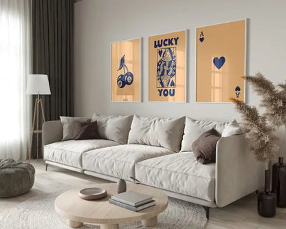 Minimalist beige retro wall art posters set for bedroom decor