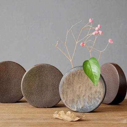Retro zen matte ceramic pottery vase ornaments dining room tea ceremony