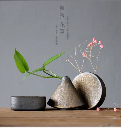 Retro zen matte ceramic pottery vase ornaments dining room tea ceremony