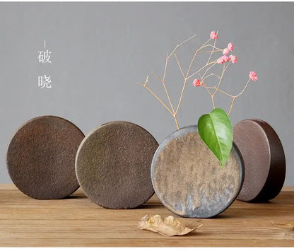 Retro zen matte ceramic pottery vase ornaments dining room tea ceremony