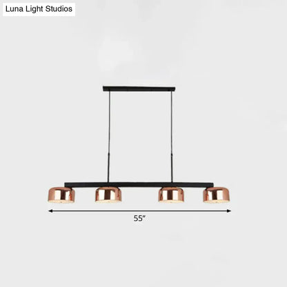 Modern rose gold & black 4-light pendant – dining room light fixture